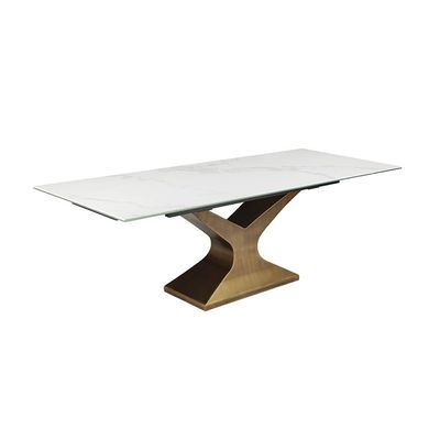 Arthur 6 To 8 Seater Extendable  Stone  Dining Table -  White / Antique Gold